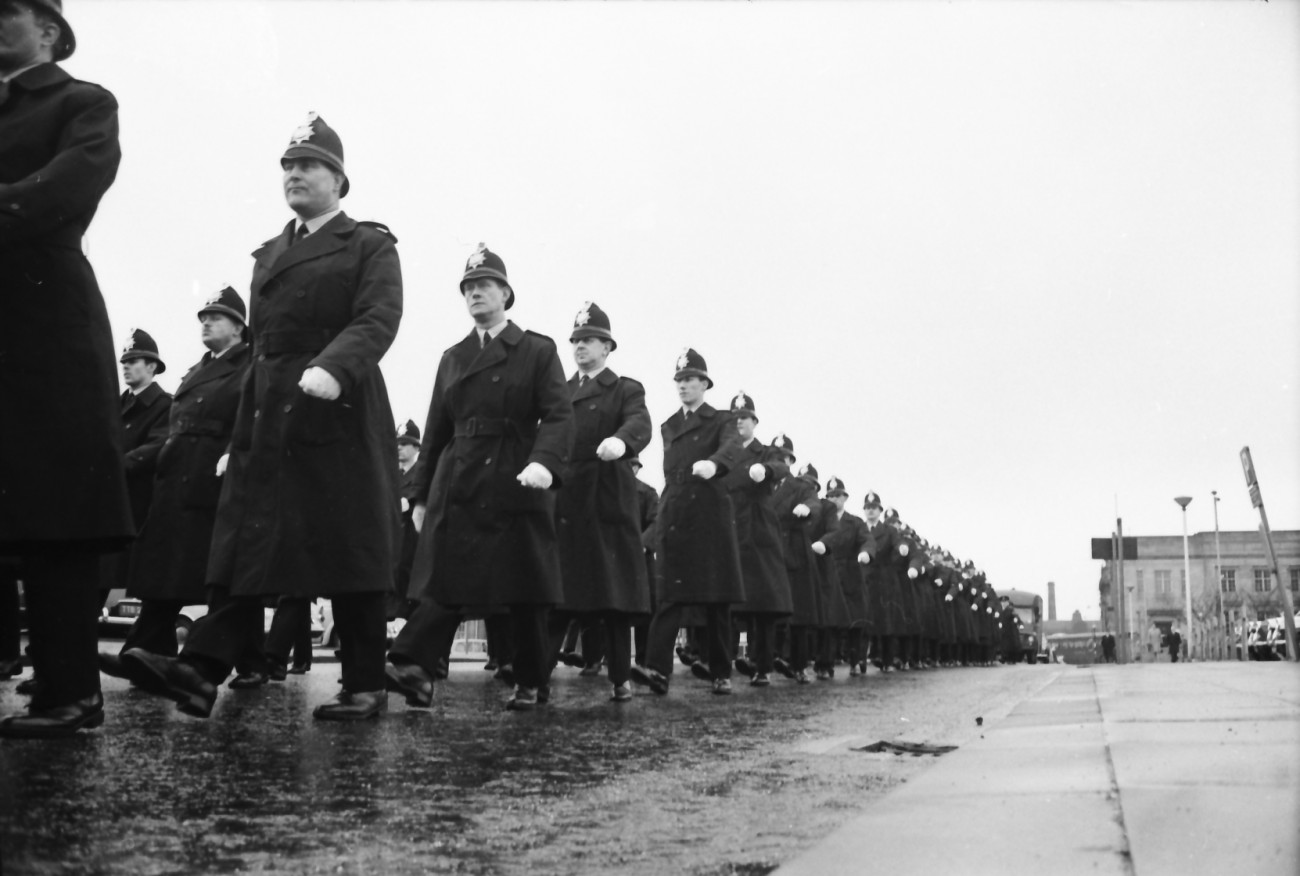 Force march out to a steady beat