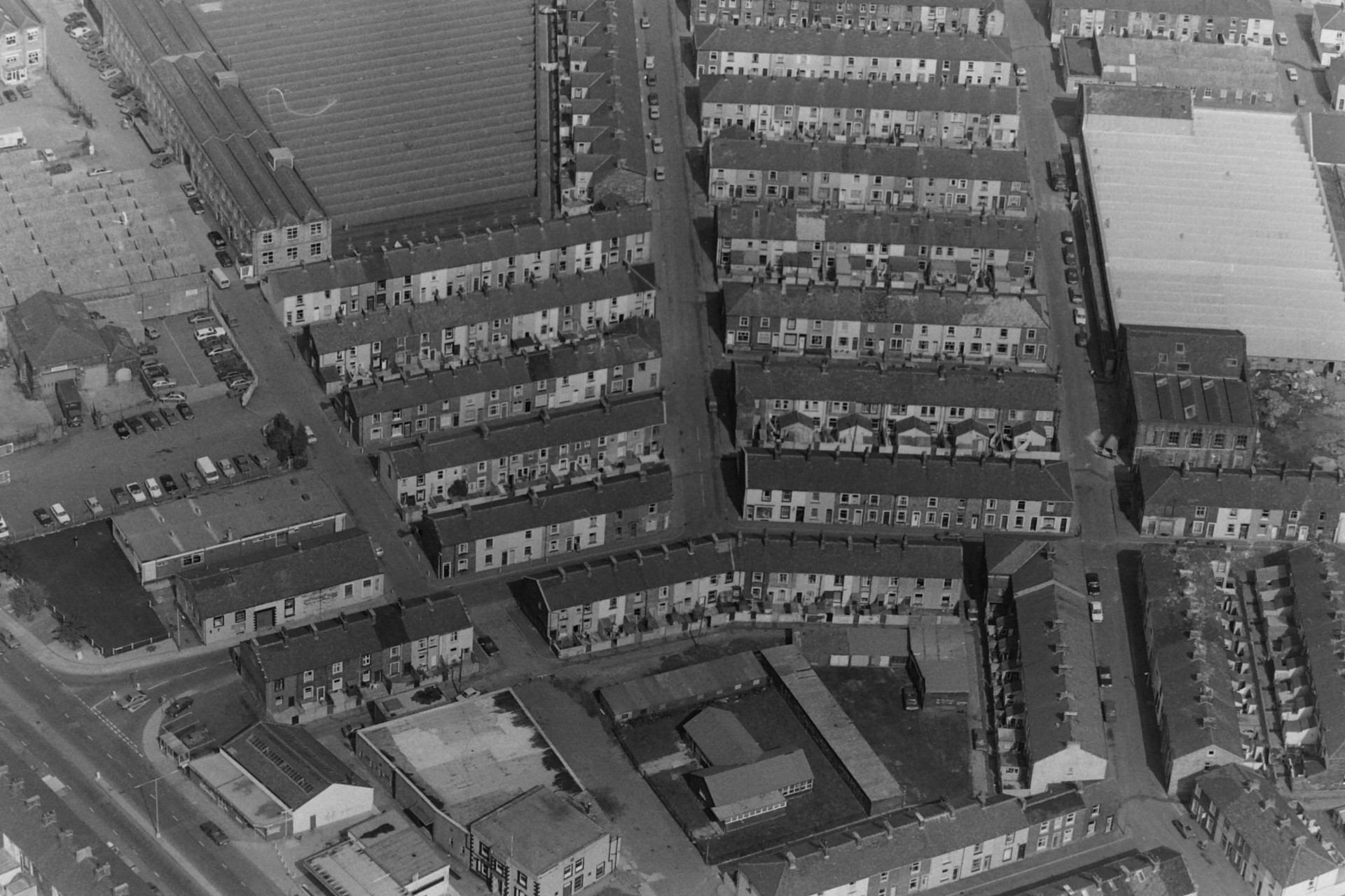 Flying over North Eastern Burnley in 1989. Burnley Civic Trust Heritage